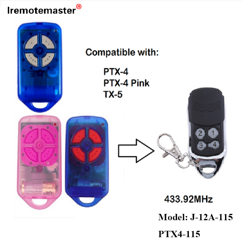 PTX4 433.92 MHz ਗੇਟ ਗੈਰੇਜ ਡੋਰ ਰਿਮੋਟ ਕੰਟਰੋਲ ਰੋਲਿੰਗ ਕੋਡ ਲਈ